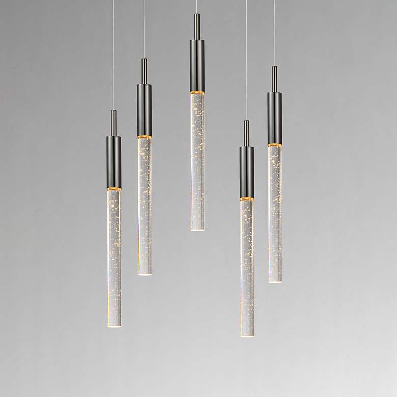 Image 6 Scepter 13" Wide Black Chrome 5-Light LED Pendant more views