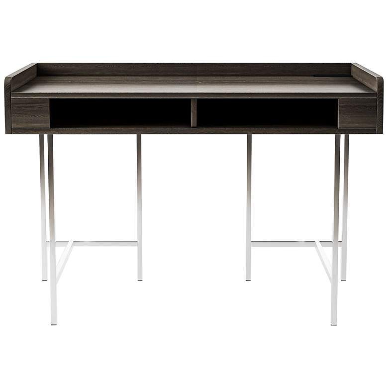 Image 5 Schendry 47 1/4"W Brown Writing Desk with USB Port Outlet more views