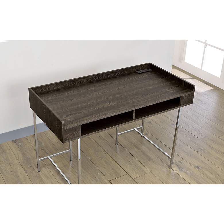 Image 6 Schendry 47 1/4"W Brown Writing Desk with USB Port Outlet more views