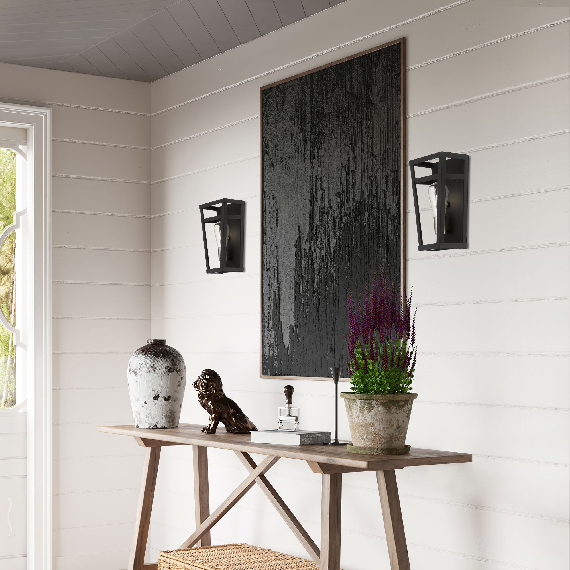 Schofield 1 Light Black ADA Sconce with Brushed Nickel Accents