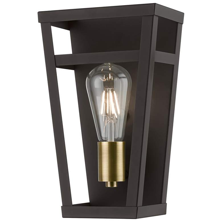 Image 1 Schofield 1 Light Bronze ADA Sconce with Antique Brass Accents