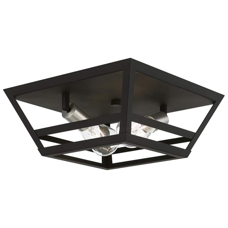 Image 1 Schofield 2 Light Black Flush Mount with Brushed Nickel Accents