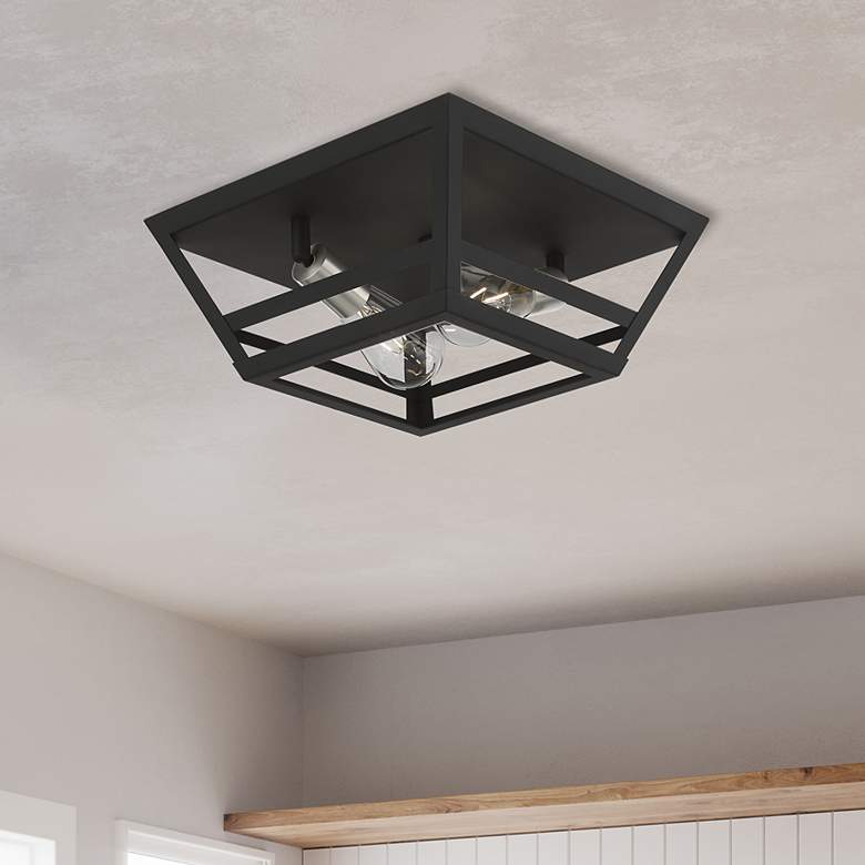 Image 1 Schofield 2 Light Black Flush Mount with Brushed Nickel Accents