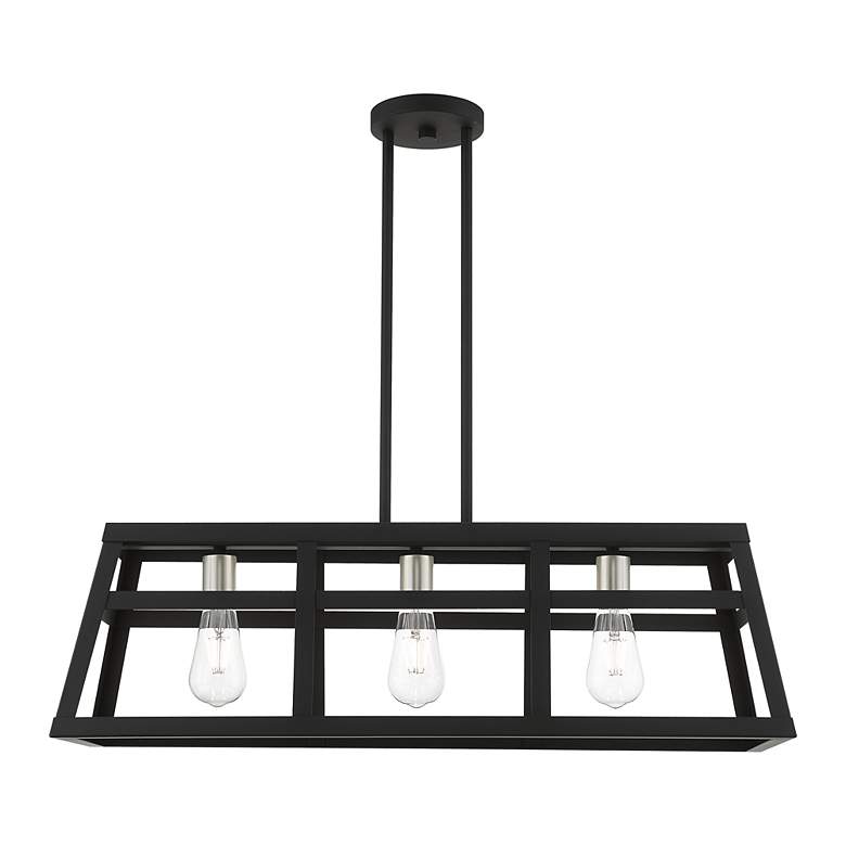 Image 3 Schofield 3 Light Black Linear Chandelier with Brushed Nickel Accents more views
