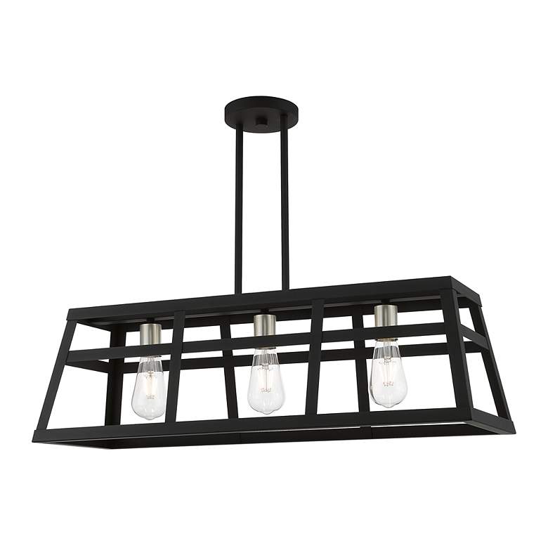 Image 4 Schofield 3 Light Black Linear Chandelier with Brushed Nickel Accents more views
