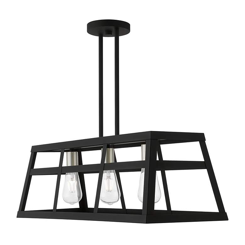 Image 5 Schofield 3 Light Black Linear Chandelier with Brushed Nickel Accents more views