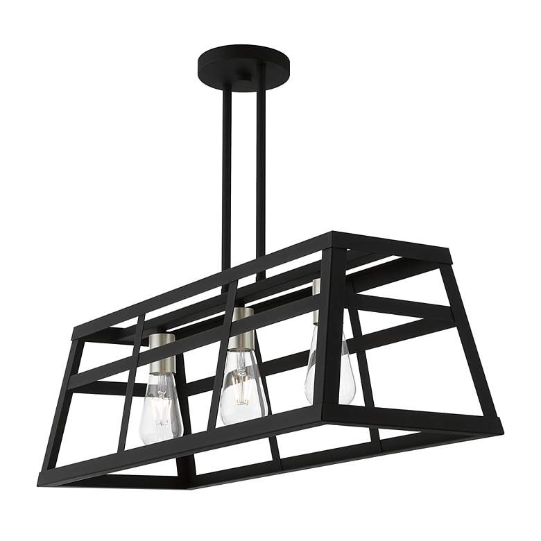 Image 6 Schofield 3 Light Black Linear Chandelier with Brushed Nickel Accents more views