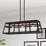Thumbnail1 of Schofield 3 Light Bronze Linear Chandelier with Antique Brass Accents
