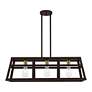 Thumbnail3 of Schofield 3 Light Bronze Linear Chandelier with Antique Brass Accents more views