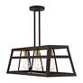 6_Schofield 3 Light Bronze Linear Chandelier with Antique Brass Accents more views