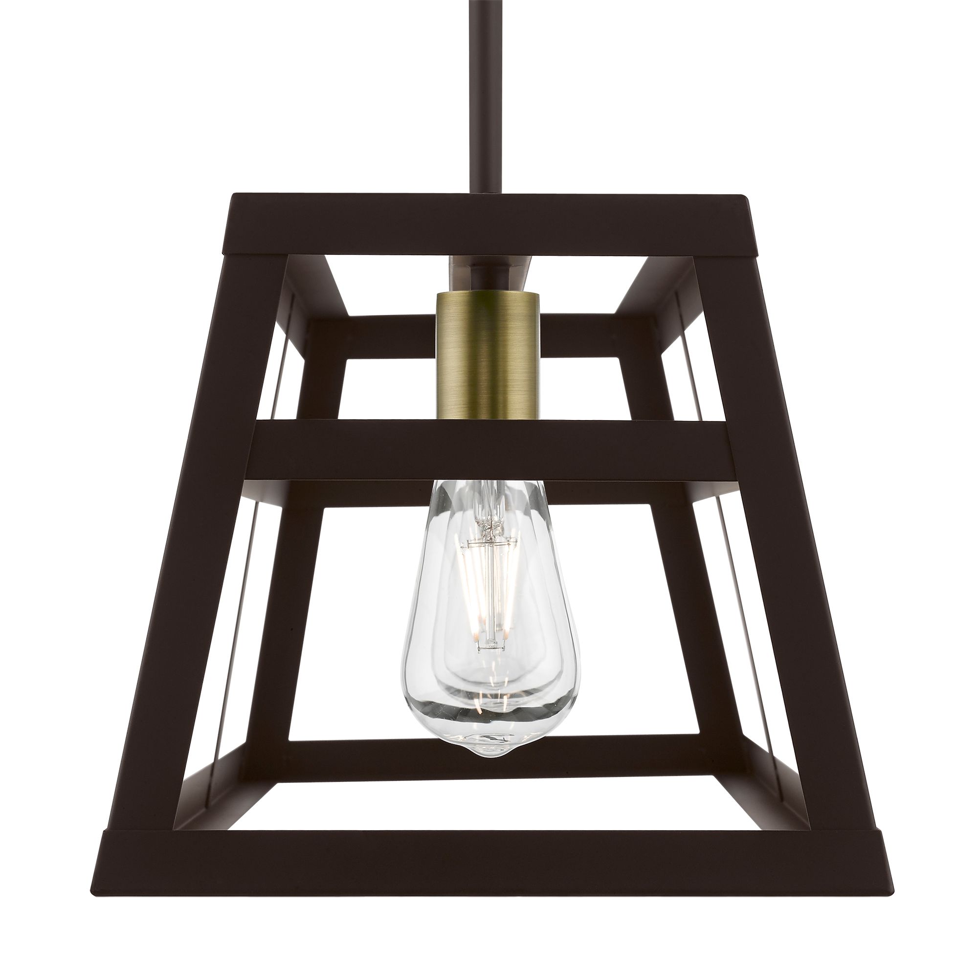 Image 7 Schofield 3 Light Bronze Linear Chandelier with Antique Brass Accents more views