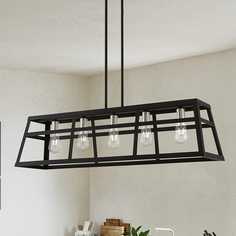 Image 2 Schofield 40" Wide Black 5-Light Linear Chandelier