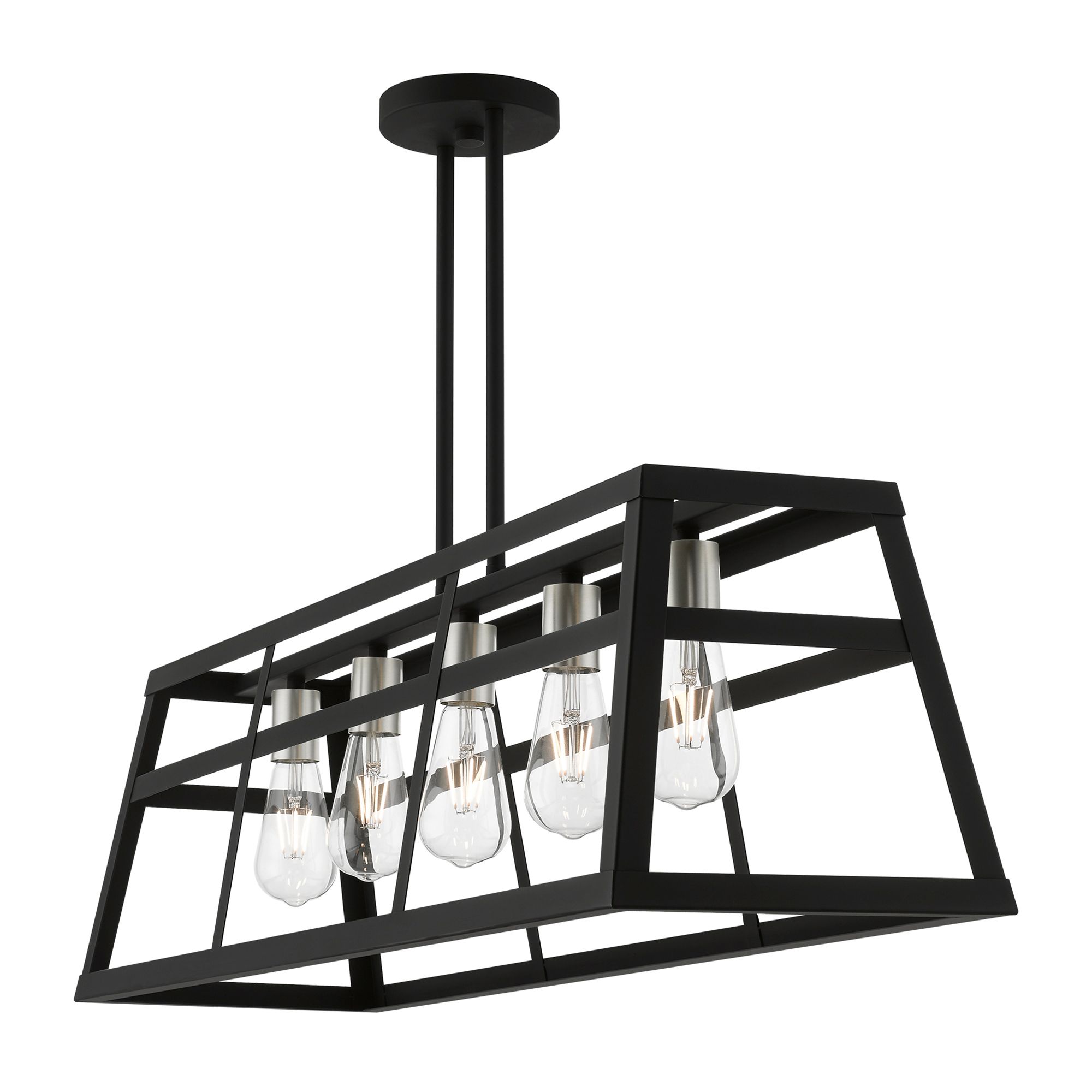 Schofield 40" Wide Black 5-Light Linear Chandelier in scene