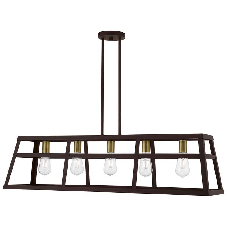 Image 2 Schofield 40" Wide Bronze 5-Light Linear Chandelier