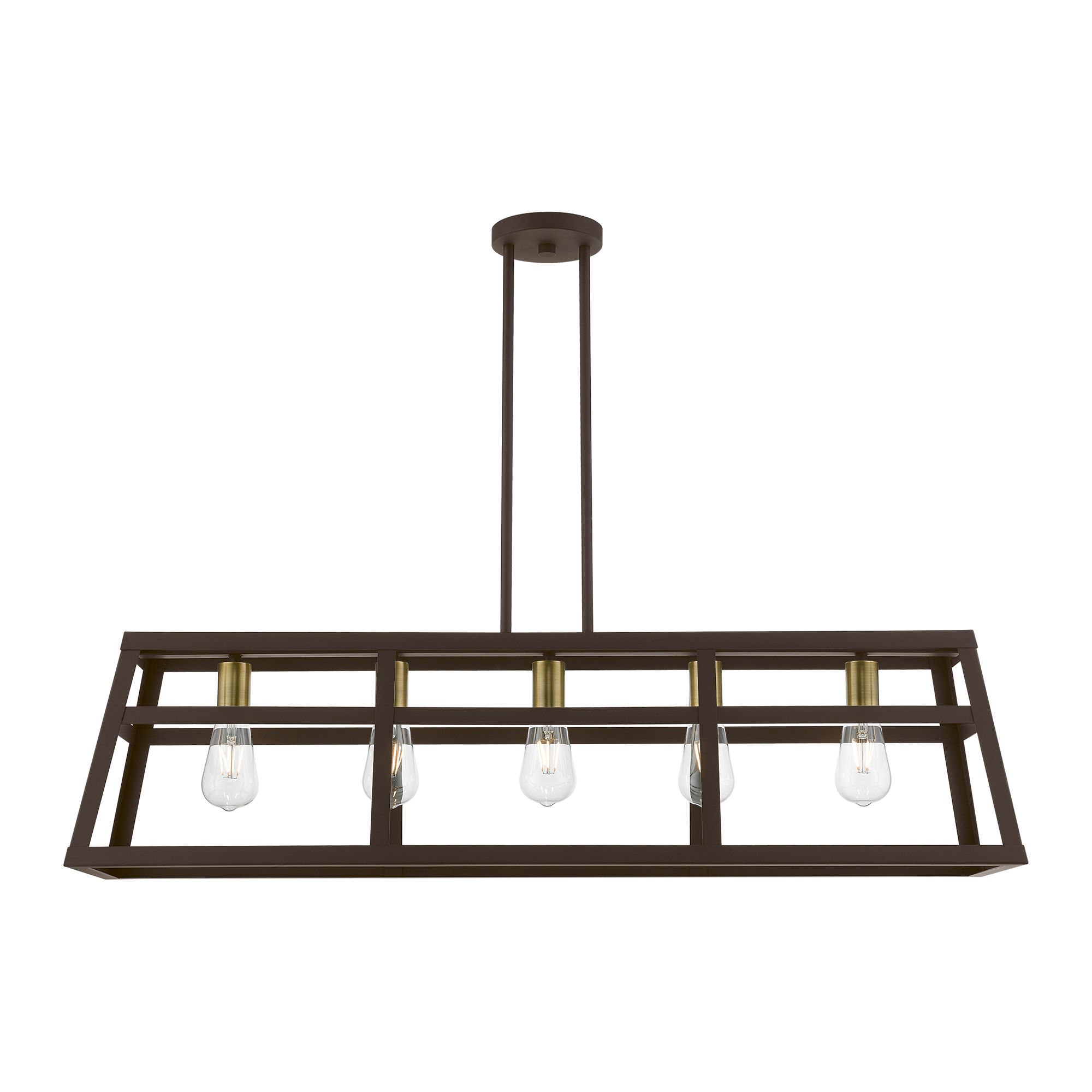 Image 3 Schofield 40" Wide Bronze 5-Light Linear Chandelier more views