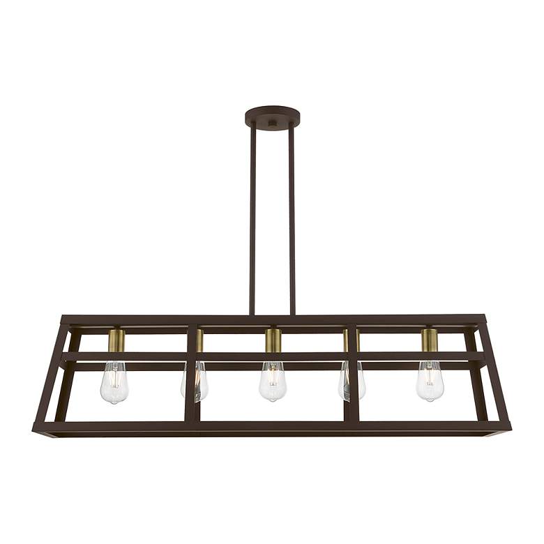Image 3 Schofield 40" Wide Bronze 5-Light Linear Chandelier more views