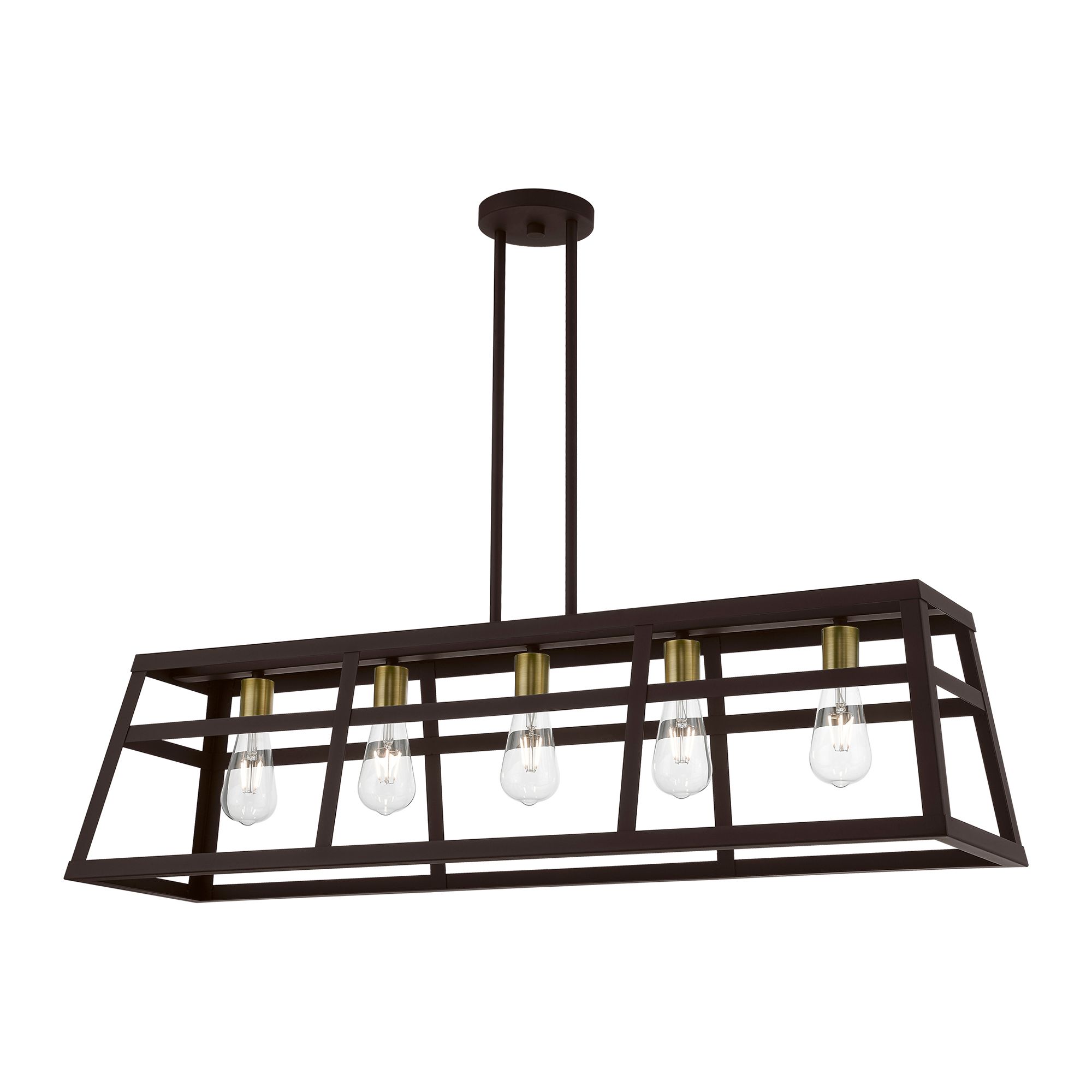 Image 4 Schofield 40" Wide Bronze 5-Light Linear Chandelier more views