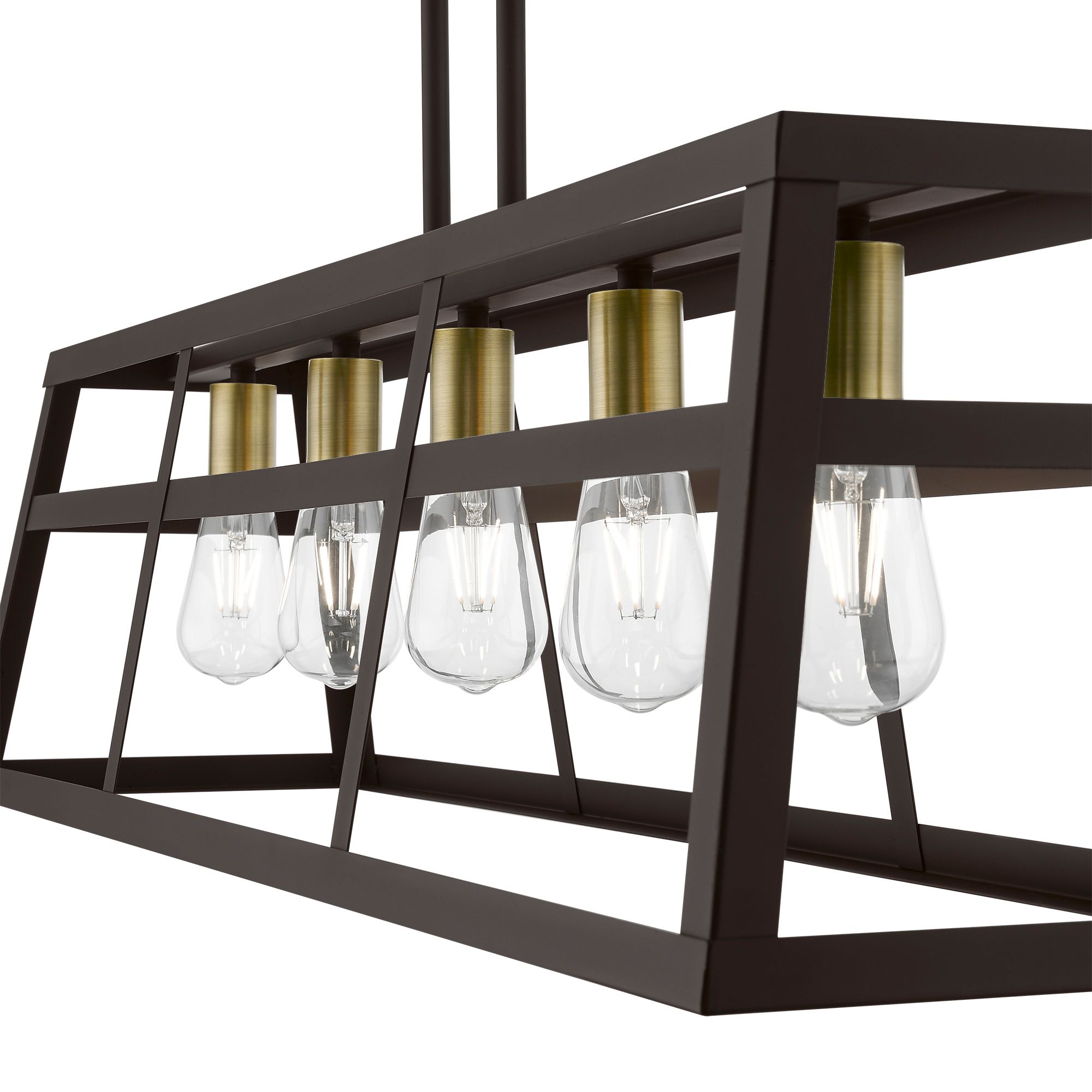 Schofield 40" Wide Bronze 5-Light Linear Chandelier