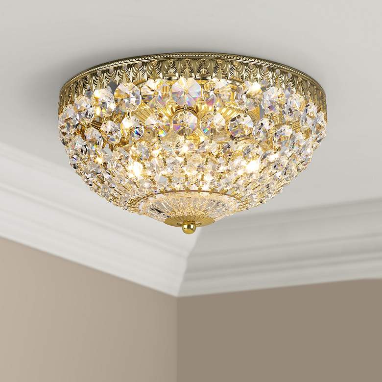 Image 1 Schonbek 10 inch Wide Gold Crystal Flushmount