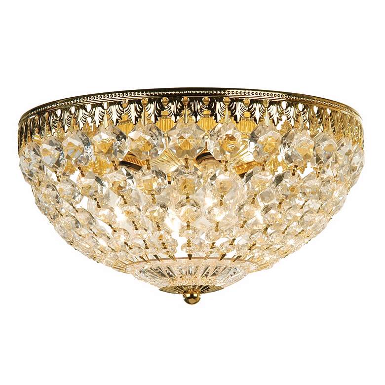 Image 1 Schonbek 12" Wide Gold Crystal Flushmount