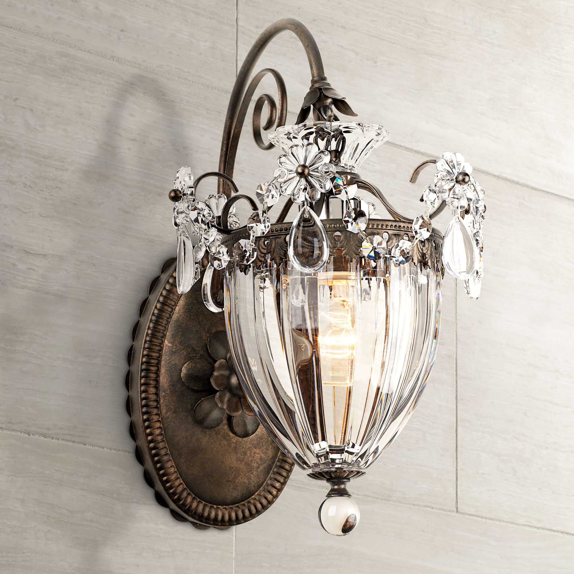 bronze crystal sconce