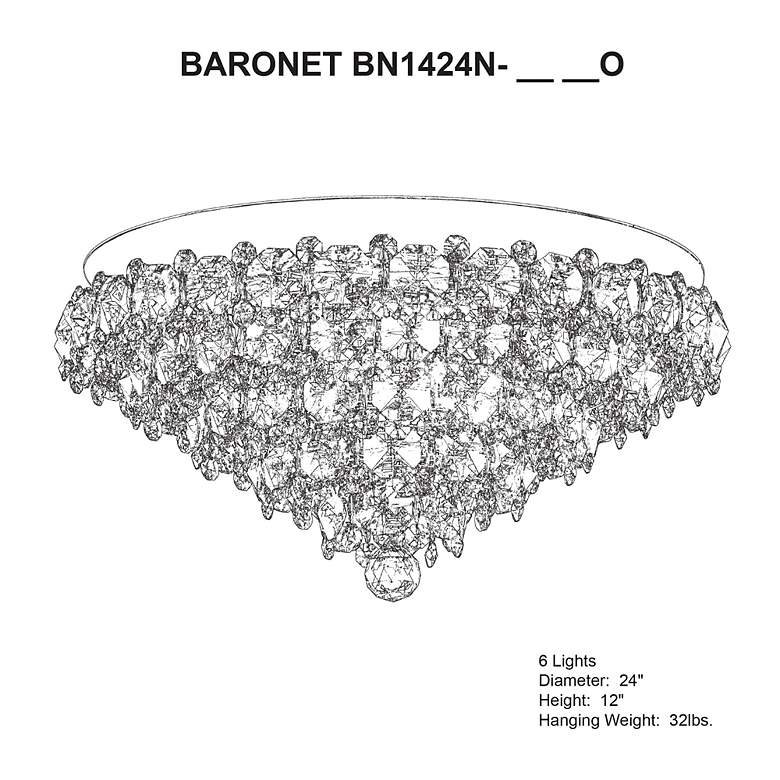 Image 5 Schonbek Baronet 24"W Polished Stainless Steel Ceiling Light more views