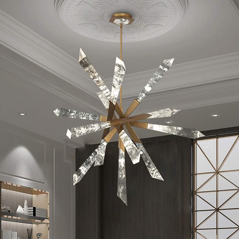 Image 2 Schonbek-Beyond Solitude 35.5" Wide Modern LED Aged Brass Pendant