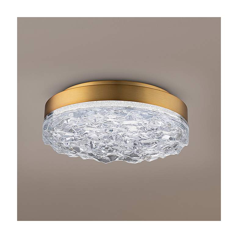 Image 1 Schonbek Bramble 12" Modern LED Aged Brass Crystal Disc Flush Mount