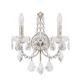 Image2 of Schonbek Century 14"H Antique Silver Crystal 2-Light Sconce