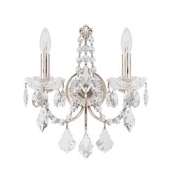 Schonbek Century 14"H Antique Silver Crystal 2-Light Sconce