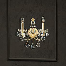 Image1 of Schonbek Century 14"H Antique Silver Crystal 2-Light Sconce