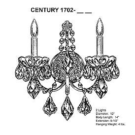 Image4 of Schonbek Century 14"H Antique Silver Crystal 2-Light Sconce more views