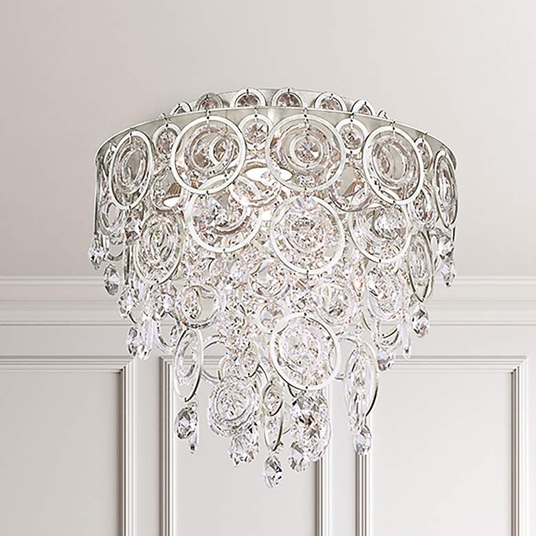 Image 1 Schonbek Circulus 14"W Antique Silver Crystal Ceiling Light