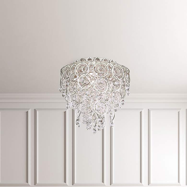 Image 3 Schonbek Circulus 14"W Antique Silver Crystal Ceiling Light more views