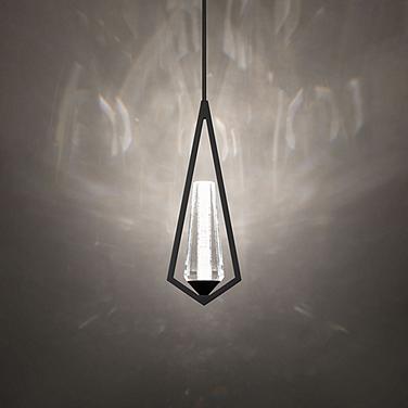 Schonbek Devotion 7" Wide Black and Crystal LED Mini Pendant