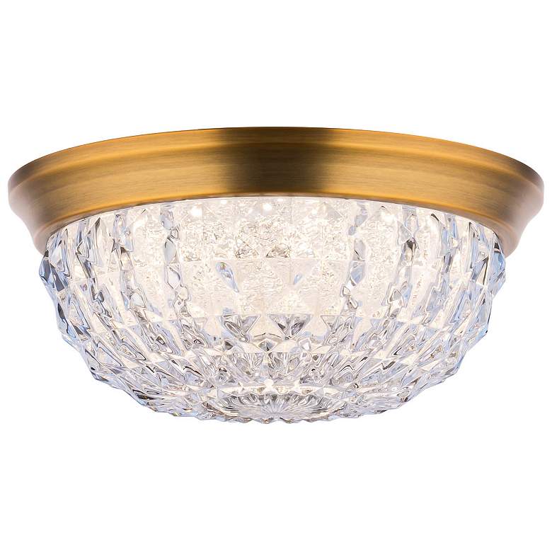 Image 1 Schonbek Genoa 9" Aged Brass and Crystal LED Ceiling Light