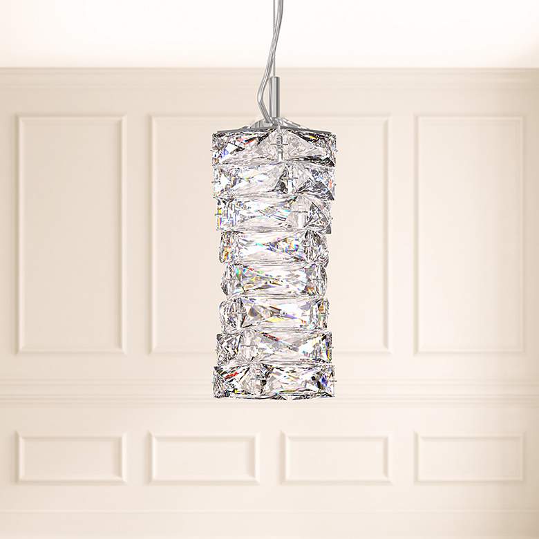 Image 1 Schonbek Glissando 4 3/4"W Stainless Steel LED Mini Pendant