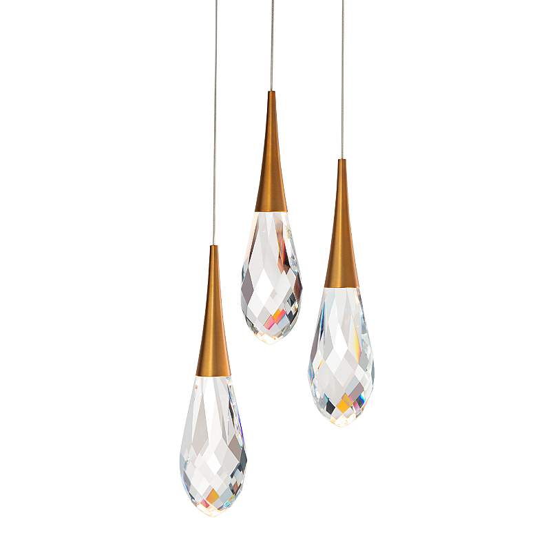 Image 1 Schonbek Hibiscus 11.8" Wide 3-Light Brass and Crystal Modern Pendant