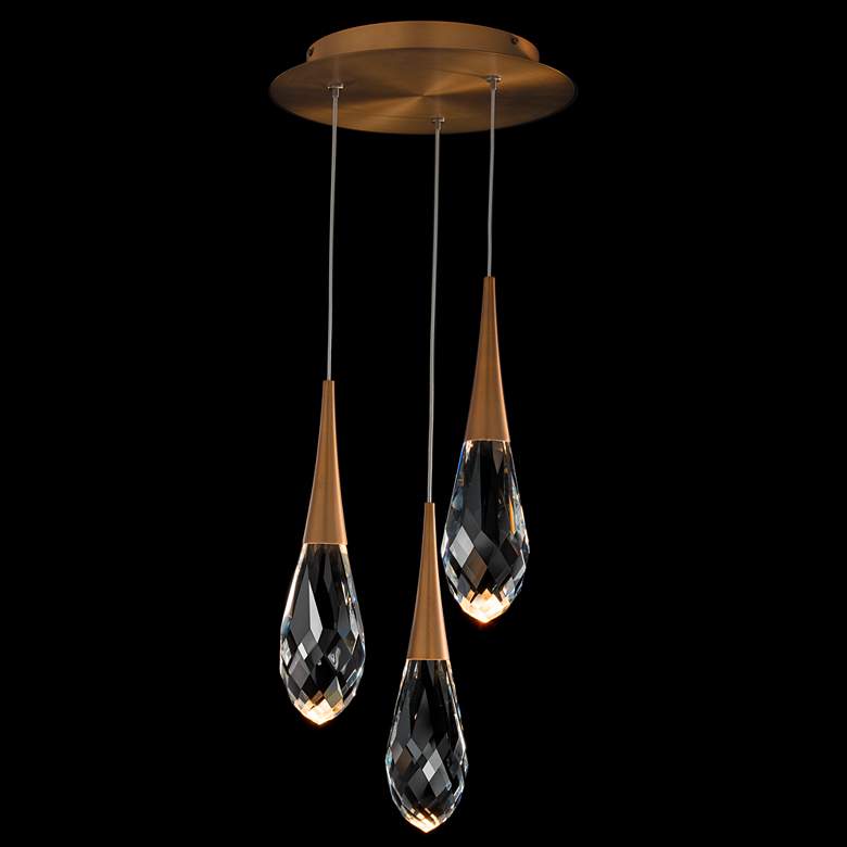 Image 3 Schonbek Hibiscus 11.8" Wide 3-Light Brass and Crystal Modern Pendant more views