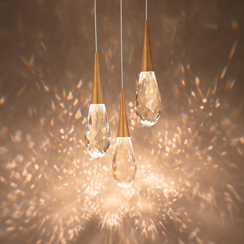 Image 5 Schonbek Hibiscus 11.8" Wide 3-Light Brass and Crystal Modern Pendant more views