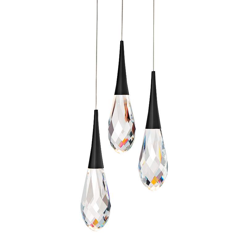 Image 1 Schonbek Hibiscus 11 3/4"W Black 3-Light LED Mini Pendant