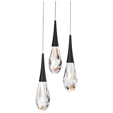 Schonbek Hibiscus 11 3/4"W Black 3-Light LED Mini Pendant