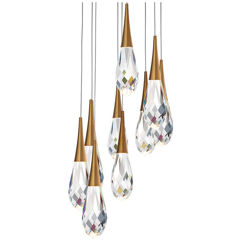 Image 1 Schonbek Hibiscus 17" Wide Aged Brass 9-Light LED Pendant