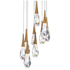 Schonbek Hibiscus 17" Wide Aged Brass 9-Light LED Pendant Schonbek Hibiscus 17" Wide Aged Brass 9-Light LED Pendant