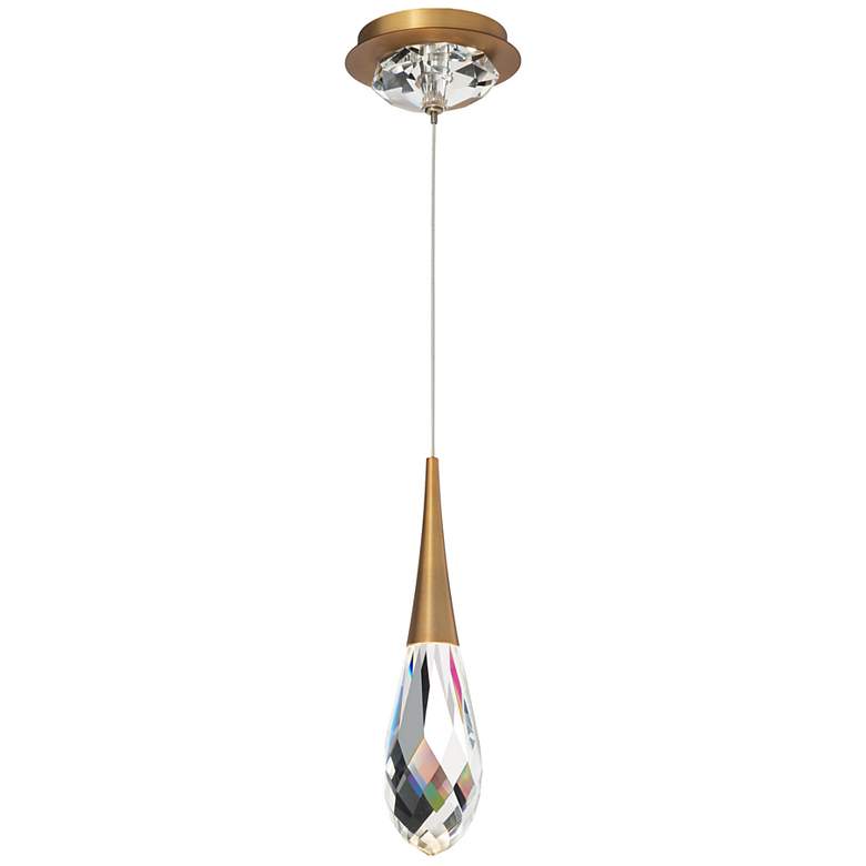 Image 2 Schonbek Hibiscus 3 1/4" Wide Brass Crystal LED Mini Pendant