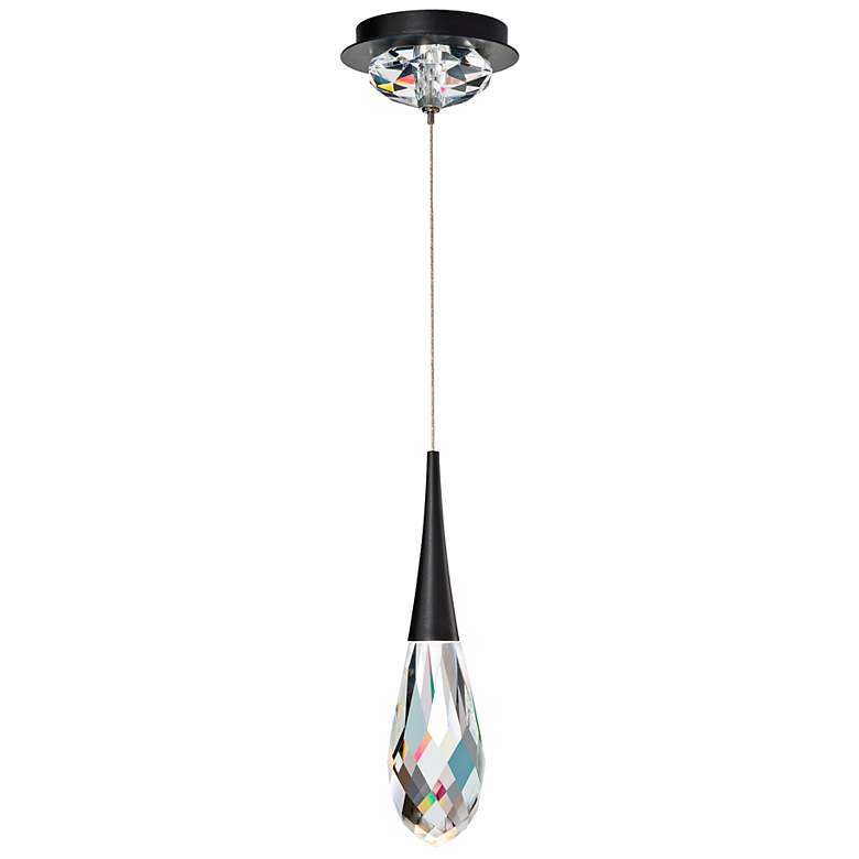 Image 3 Schonbek Hibiscus 6" Wide Black Metal LED Mini Pendant more views