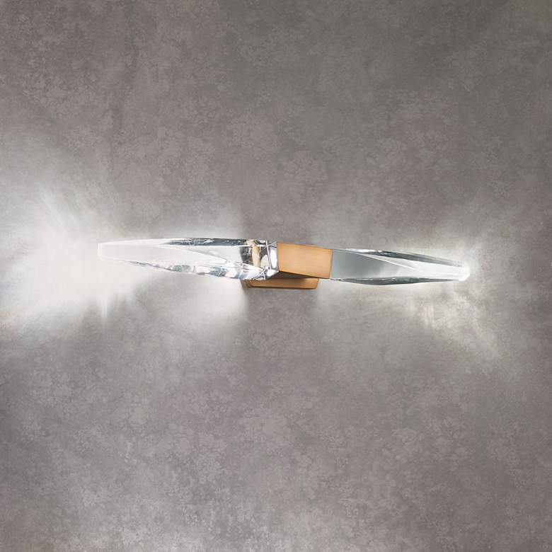 Image 1 Schonbek Kindjal 27" Wide Aged Brass Crystal LED Bath Light