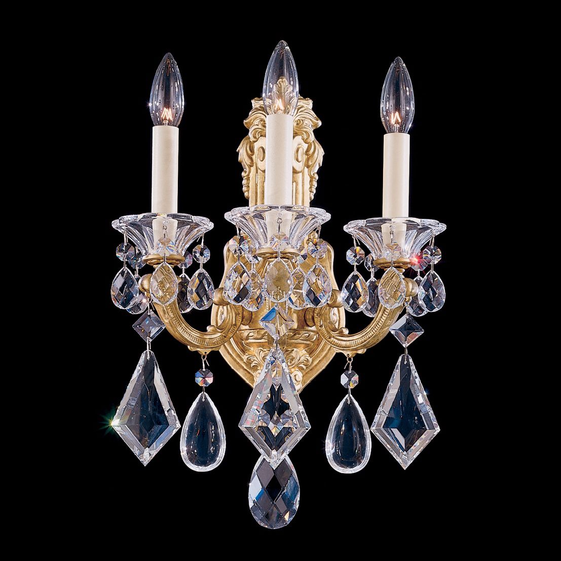 3 light crystal wall sconce