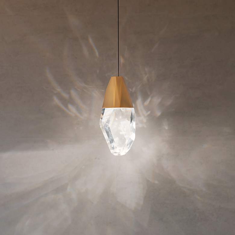 Image 1 Schonbek Martini 6" Wide Aged Brass and Optic Crystal LED Mini Pendant