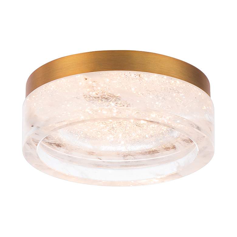 Image 1 Schonbek Melange 8" Wide Brass and Crystal Modern LED Ceiling Light